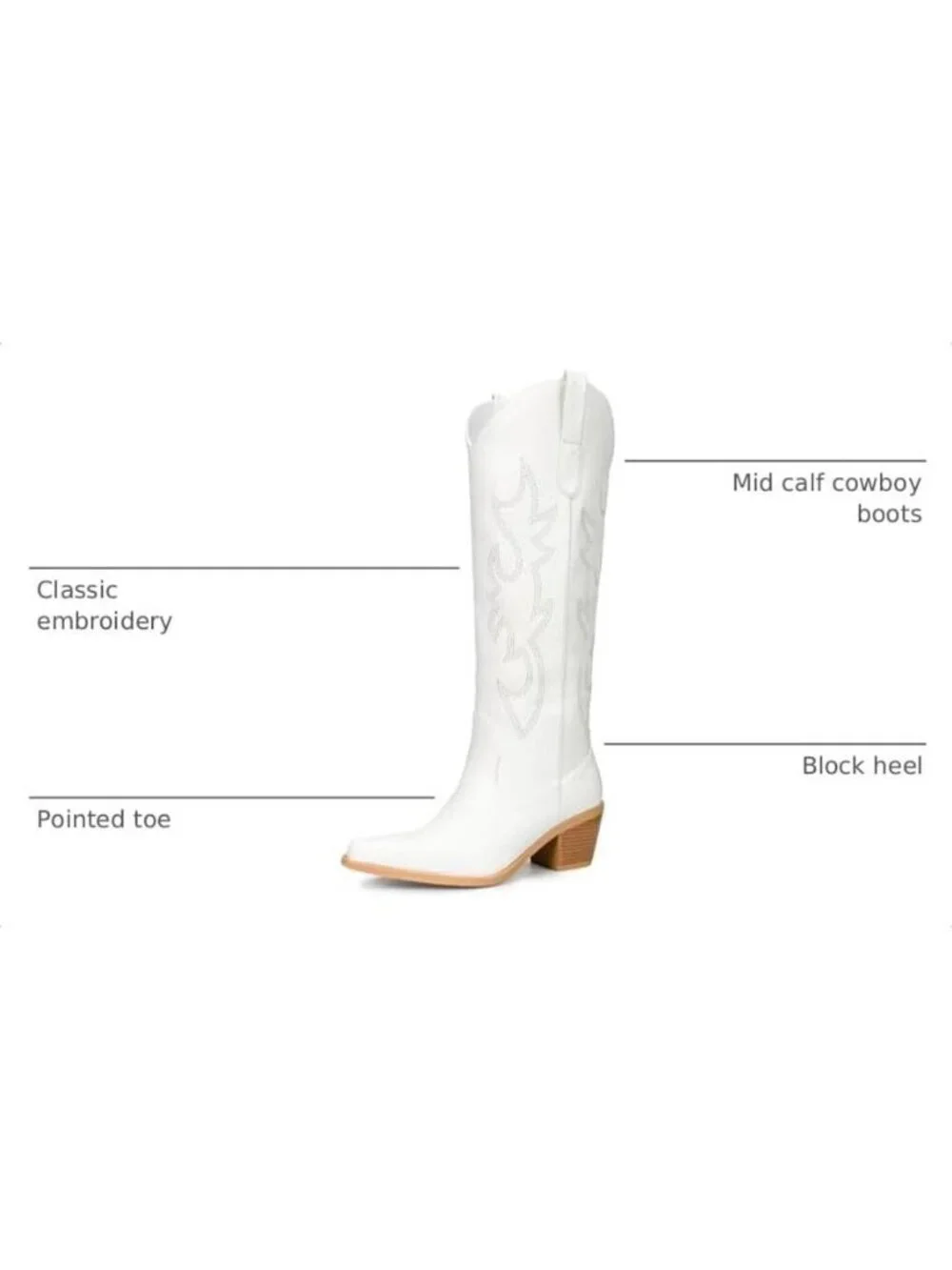Western Cowboy Boots for Women - Knee High Wide Calf Cowgirl Boots, Slip On